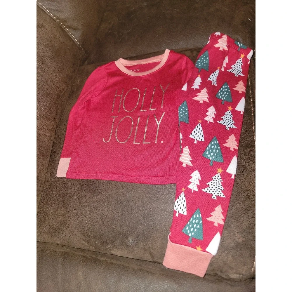 Rae‎ dunn holly jolly holiday Christmas tree pajamas size 4t